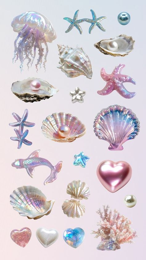 Journaling Ideas Stickers, Cute Mermaid Aesthetic, Mermaid Elements, Cute Png Stickers, Aesthetic Sticker Design, Stiker Aestetic, Cute Sticker Designs, Cute Stickers Aesthetic, Collages Aesthetic