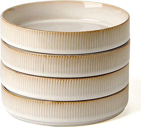 Famiware 4 Pieces Paste Bowls Set, Double Reactive Glaze Salad Bowl Sets, Stackable, Perfect for Your Friend for Housewarming, Thanksgiving, Christmas, Cappuccino White Plates And Bowls Set, Pasta Bowl Set, Salad Bowls Set, Dinner Bowls, Pasta Bowl, Stoneware Dinnerware, Reactive Glaze, Pasta Bowls, Dish Sets