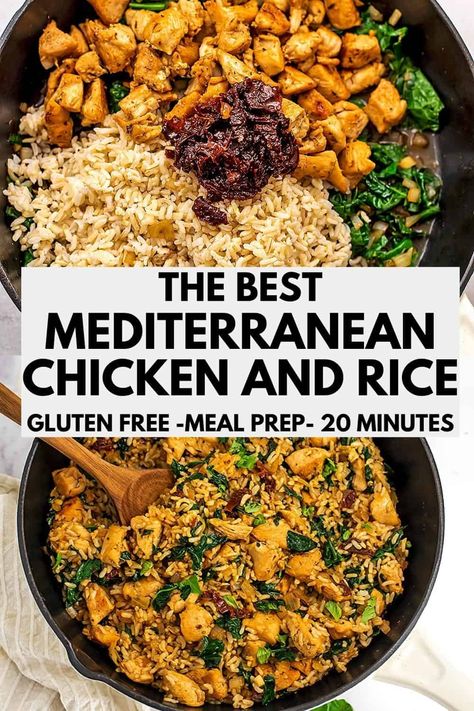 Mediterranean Chicken And Rice, Italian Chicken And Rice, Chicken And Rice Skillet, Mediterranean Chicken Recipes, Mediterranean Diet Food List, Mediterranean Recipes Healthy, Mediterranean Diet Recipes Dinners, Weekly Meal Prep, Rice Skillet