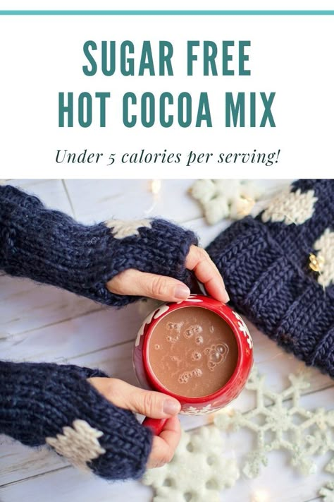 How to make sugar free hot cocoa mix recipe. This easy recipe makes a great gift in a jar. Low carb hot chocolate mix recipe for a dry mix to make one cup at a time. Make instant hot chocolate with unsweetened cocoa, milk powder, and Splenda stevia.  Easy homemade recipe for a healthy sugar free hot cocoa. #hotcocoa #hotchocolate Sugar Free Hot Cocoa Mix Recipe With Stevia, Sugar Free Hot Cocoa Mix Recipe Dry, Stevia Hot Chocolate Recipe, Homemade Sugar Free Hot Chocolate, Sugar Free Cocoa Mix Recipe, Healthy Homemade Hot Cocoa Mix Recipe, Homemade Sugar Free Hot Cocoa Mix Recipe, Keto Hot Cocoa Mix Recipe, Keto Hot Chocolate Mix Recipe Dry