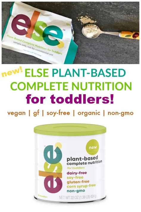 New! ELSE COMPLETE PLANT-BASED Nutrition for toddlers. This nutritional formula is for toddlers, 12 months and older, and is soy-free, gluten-free, organic, non-gmo, and corn-syrup free. This toddler baby formula is made with whole foods and minimally processed. Real nutrition for your wee ones!   #vegan #babyformula Vegan Baby Formula, Dairy Free Baby, Toddler Menu, Toddler Nutrition, Vegan Pregnancy, Soy Free Dairy Free, Plant Based Lunch, Infant Formula, Vegan Baby