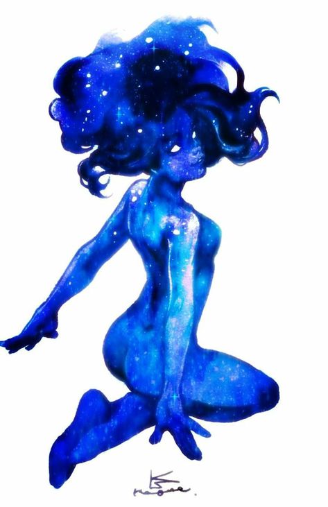 Star Lady Art, Ice Goddess Art, Nebula Character Design, Cosmic Beings Art, Galaxy Woman Art, Star People Art, Cosmic Character Design, Galaxy Girl Art, Water Magic Art