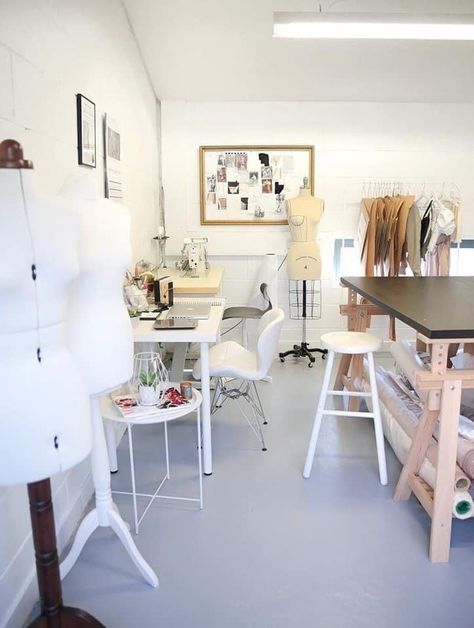 Design Studio Workspace, Sewing Room Inspiration, Fashion Designer Studio, Sewing Room Design, Basic Pattern, Studio Room, Designer Drapes, Sewing Rooms, Studio Space