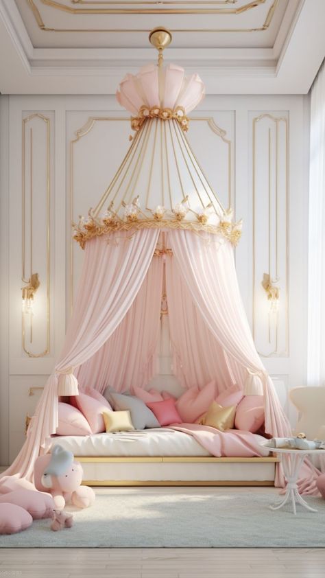 Kids Room Idea Boho Disney Princess Room, Princess Beds For Kids, Girl Princess Bedroom, Princess Themed Bedroom, Girl Princess Bed, Princess Beds, Princess Bunk Beds, Princess Rooms, Princess Theme Bedroom