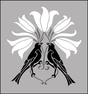 Click to see the actual DE143 - Motif No 35 stencil design. Birds Silhouette, Stencils Online, Bird Stencil, Birds Pattern, Stencil Printing, Stencil Projects, Library Art, Pattern Cross Stitch, Black Birds