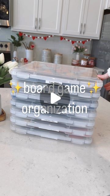 Elaina Zinke on Instagram: "Comment BOARD to get get links to everything we used to organize our board games! 🎲🧩  Had a lot of questions about how we organize our board games since you’ve seen how we do our card games. Here you go! 🎲🧩  **Also linked in my Amazon Storefront (in my bio) under “Game Organization” 🎲🧩  #boardgameorganizer #boardgamestorage #gamestorage #gameorganizer #organizedhome #momhacks #organizationhacks #organize #gamecloset" Store Games Organization Ideas, Board And Card Game Storage, Organize Board Games Storage Solutions, Game Board Storage Ideas, Organizing Games, Boardgame Storage How To Organize, Game Board Storage, Game Closet Organization, Game Storage Closet