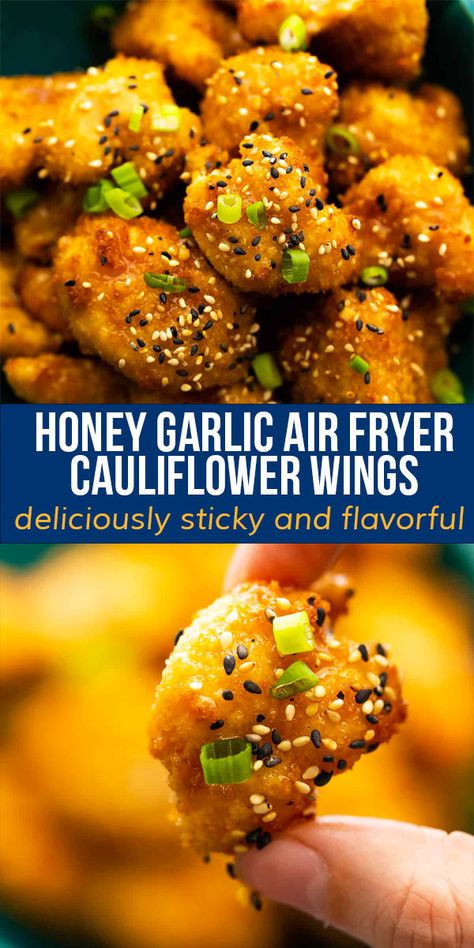 Tofu Wings Air Fryer, Easy Air Fryer Cauliflower Wings, Air Fryer Asian Cauliflower, Vegan Cauliflower Wings Air Fryer, Sticky Cauliflower Wings, Easy Meals For Friends, Coliflower Buffalo Wings Air Fryer, Airfryer Califlour, Airfryer Cauliflower Wings