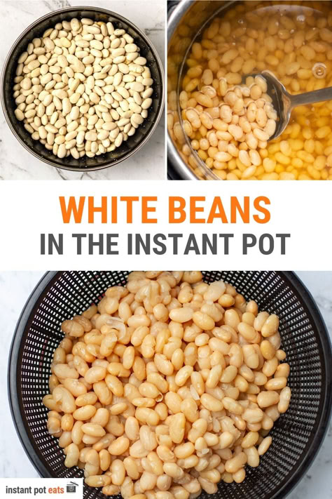 Learn how to cook basic white beans in the Instant Pot with or without soaking. For this specific recipe, we cooked Great Northern Beans in Instant Pot, which are medium-sized white beans and we cooked from dry beans. In this post, we also provide cooking times and tips for different dry and soaked white beans and ideas for using up beans in different recipes. How To Cook Dry Beans In Instant Pot, Pressure Cook Beans, How To Cook Beans In An Instant Pot, White Beans In Instant Pot, Instant Pot Beans Dry, Dry Beans Instant Pot, Dry Beans In Instant Pot, Instant Pot Great Northern Beans, White Beans Instant Pot