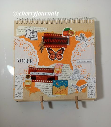 #journal#scrapbook#bujo #orangethemejournal#orange #orangescrapbook Orange Scrapbook Aesthetic, Orange Journal Aesthetic, Orange Scrapbook Ideas, Orange Aesthetic Journal, Orange Journal Ideas, Orange Theme Journal, Folder Decoration Ideas School, Folder Decoration, Orange Journal