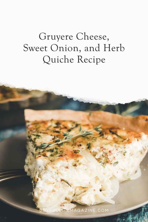 If you’re looking for a savory breakfast treat or a showstopper dish for brunch, this mouthwatering Sweet Onion, Herb, and Gruyere quiche recipe is sure to please! Gruyere Quiche Recipes, Cheese And Onion Quiche, Quiche Ideas, Gruyere Quiche, Onion Quiche, Quiche Recipes Easy, Breakfast Quiche, Quiche Recipe, Joyful Life