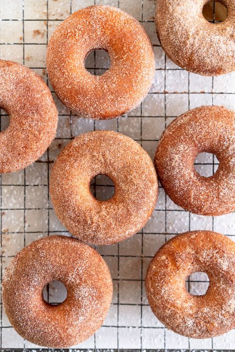 Soft and Fluffy yeasted cinnamon doughnuts. This doughnut dough is quick and easy to make, and fries up into light doughnuts which are tossed in cinnamon sugar. This recipe only makes eight doughnuts so is perfect for a smaller crowd. Fluffy Doughnut Recipe, Cloudy Kitchen, Doughnut Holes, Cinnamon Donuts, Cinnamon Sugar Donuts, Sugar Donut, Cinnamon Milk, Doughnut Recipe, 4 Ingredient