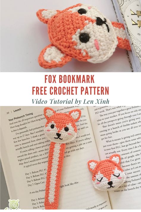 crochet bookmark pattern Fox Bookmark Crochet, Crochet Fox Bookmark Free Pattern, Crochet Cat Motif Pattern Free, Amigurumi Bookmark Free Pattern, Crochet Cat Bookmark, Bookmark Crochet Pattern Free, Crochet Bookmark Free Pattern, Fox Crochet Pattern Free, Crochet Fox Pattern Free