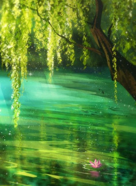 숲 사진, Fantasy Art Landscapes, 판타지 아트, Alam Yang Indah, Anime Scenery Wallpaper, Fantasy Illustration, Water Lilies, Fantasy Landscape, Scenery Wallpaper