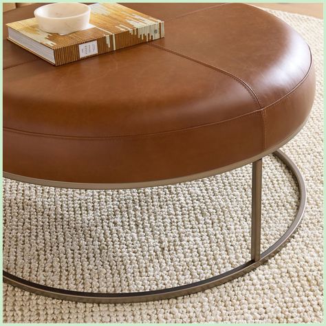 Round Fabric Ottoman Coffee Table, Tan Leather Ottoman, Leather Round Coffee Table, Round Leather Coffee Table, Leather Round Ottoman, Round Leather Ottoman Coffee Table, Ottoman Coffee Table Round, Two Ottomans Living Room, Round Ottoman Living Room