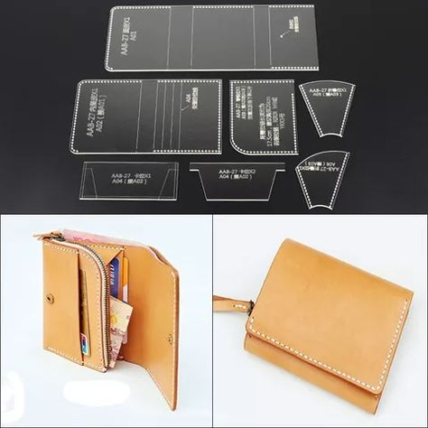 Diy Leather Wallet, Leather Handbag Patterns, Leather Bag Tutorial, Leather Wallet Design, Sac Diy, Leather Wallet Pattern, Small Leather Wallet, Leather Craft Patterns, Crafts Sewing Patterns