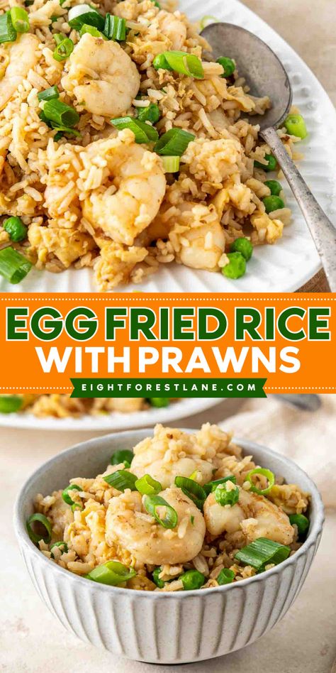 This simple egg fried rice with prawns is perfect served on its own as a main or as a side for a delicious homemade takeaway night! Made in under 20 minutes this fried rice will become a go to recipe for busy weeknights when you want something easy, healthy and delicious! Prawn Egg Fried Rice, Easy Veggie Sides, Prawn Fried Rice, James Martin Recipes, Egg Fried Rice, Prawn Recipes, Healthy Eggs, Potato Recipes Side Dishes, Easy Veggie