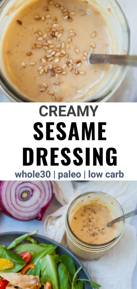 Toasted Sesame Ginger Dressing, Honey Sesame Dressing, Creamy Sesame Salad Dressing, Whole 30 Asian Salad, Salad Dressing Recipes Asian, Roasted Sesame Salad, Healthy Sesame Dressing, Vegan Keto Salad Dressing, Roasted Sesame Sauce