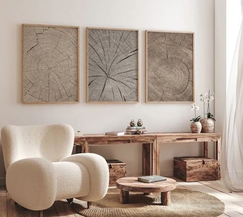 Are you looking for affordable, high-quality printable wall art? We've got you covered with our neutral abstract wall art! Our 3 piece Tree Ring Prints give you the option of wabi sabi, japandi, and mid century modern style at a price that's right for every budget. Earth tone colors keep your prints looking earthy and natural, which means they'll compliment any room in the home. Whether you want to hang them above the couch or bed, our prints are sure to bring a touch of nature into your home! Nordic Print, Nordic Wall Art, Gallery Wall Art Set, Japanese Wall, Neutral Art, Nordic Wall, Modern Transitional, Wall Art Set Of 3, Art Set Of 3