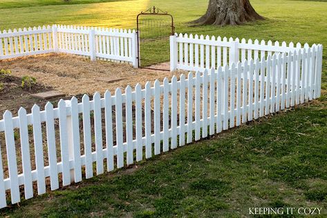 White Garden Fence, Cheap Garden Fencing, Small Garden Fence, Picket Fence Garden, Short Fence, Fenced Vegetable Garden, Small Front Gardens, Small Fence, Cheap Fence