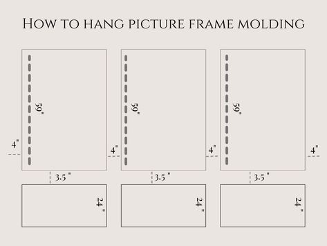 How To Measure Picture Frame Molding, Easy Diy Picture Frame Molding, Diy Frame Molding, Wall Molding Profile, Picture Frame Moulding Measurements, Picture Frame Molding Angled Wall, Picture Frame Molding Living Room Tv, Full Wall Molding, Picture Frame Moulding Hallway