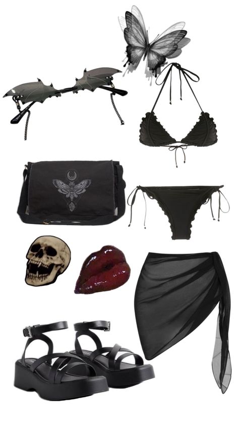 Goth Beach, Beach Goth, Goth Outfit Ideas, Goth Outfit, Summer Goth, Earthy Outfits, Beach Fits, Goth Aesthetic, Fit Board Workouts