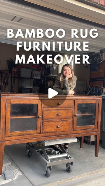 Jenna Townsend | Furniture Flips + DIY on Instagram: "Would you have kept or removed the glass doors? 🤔 Comment DETAILS & I’ll message you all the products I used on this makeover.  Another Fluted Furniture Flip in the books! We rolled out the Bamboo Red Carpet on this one! 😉  (Inspired by @diybydeebs bamboo rug makeover 🫶)  #furnitureflip #furnituremakeover #modernfurniture #diyproject #paintedfurniture #polewrap #thriftflip #woodfurniture #fluted #furnituredesign" Fluted Furniture, Rug Makeover, Pole Wrap, Bamboo Rug, Reeded Glass, Furniture Flip, Furniture Flips, Thrift Flip, Diy Furniture Renovation