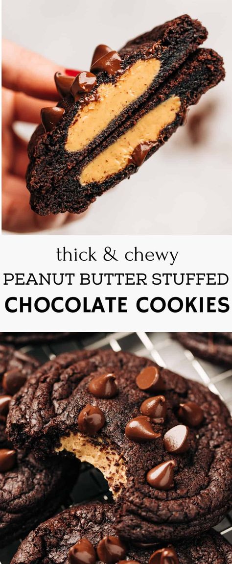 Stuffed Brookies, Stuffed Chocolate Cookies, Factor Recipes, Brownie Vegan, Chewy Chocolate Cookies, Stuffed Cookies, Butter Brownies, Fav Food, Lost 100 Pounds