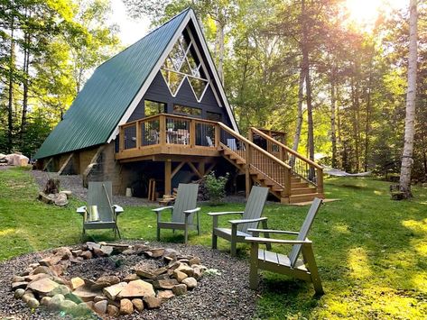 The Tree House • An A-Frame Chalet in Muskoka - Cottages for Rent in Huntsville, Ontario, Canada Modern A Frame, Ontario Cottages, Scottish Cottages, Tiny House Vacation, Clawfoot Tub Shower, Muskoka Chair, The Perfect Couple, Tiny House Talk, Cottage Renovation