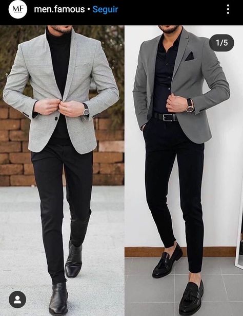 Grey Blazer Outfit Men Casual, Mens Blazer Styles Classy, Grey Blazer Outfit Men, Grey Blazer Outfit, Blazer Ideas, Blazer Design, Sweater Outfits Men, Stylish Mens Suits, Mens Dress Outfits