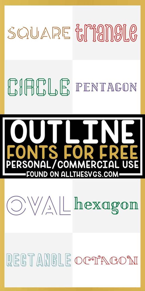 Cricut Outline Images, Outline Font, Thick Fonts Free, Outline Fonts Free, Single Line Fonts For Cricut, Free For Commercial Use Fonts, Free Teacher Fonts, Brush Fonts Free, Free Script Fonts For Commercial Use