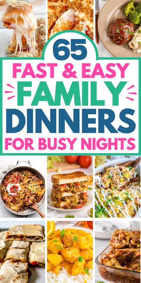 Super easy and fast dinner recipes for family, with cheap quick weeknight family dinners for picky eaters. Family Of 3 Dinner Ideas, Weeknight Dinners Kids Families, Kid Friendly Weeknight Meals, Easy Mom Dinners, Easy Work Week Dinners, Mother Daughter Dinner Ideas, Easy Dinner For College Students, Easy Meals For Large Families, Easy Dinners For Large Families