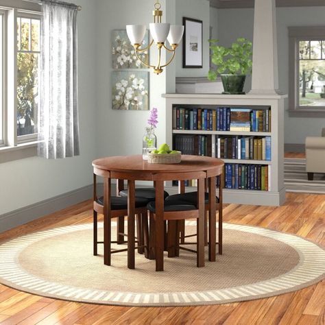 Latitude Run® Mabelle 4 - Person Dining Set & Reviews - Wayfair Canada Small Eat In Kitchen Table, Small Dining Table Apartment, Profile Matching, Dc Apartment, Space Saving Table, 170 Lbs, Wood Table Bases, Solid Wood Dining Set, 5 Piece Dining Set