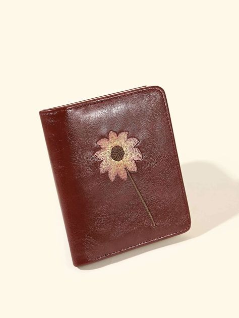 Money Minimalist, Business Anniversary, Embroidery Coat, Burgundy Bag, Burgundy Style, Womens Wallet, Short Design, Floral Bags, Leather Pattern