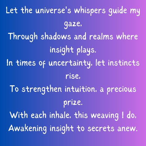 #intuition #incantation Love Incantation, Protection Incantation, Witch Incantation, Protection Mantras, Hoodoo Prayers, Chant Spells, Intuition Spell, Dream Spell, Affirmation Station