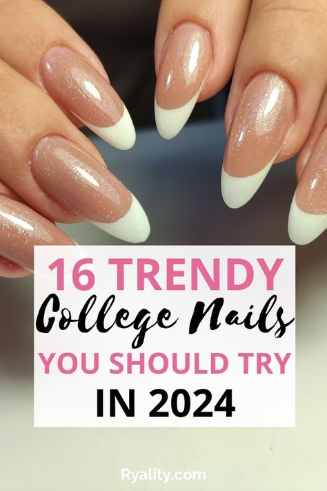 This is the best list of college nails ideas I've seen! I see girls with nails like this all over campus College Nails Ideas, Sorority Nails, College Nails, College List, Nails Trends, With Nails, Y2k Nails, Stop Staring, Nail Designs Spring