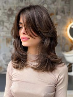 Aesthetic Haircuts With Curtain Bangs, U Shape Haircut With Curtain Bangs, Layered Mid Length Hair Curtain Bangs, Haïr Cut For Shoulder Length Hair, Hairstyles For Low Volume Hair, Curtain Bangs And Shoulder Length Hair, Shoulder Cut With Bangs, Curtain Bangs For Shoulder Length Hair, Layers Shoulder Length