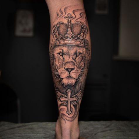 Lion With Crown Tattoo For Women, Cross Crown Tattoo, Lion Christian Tattoo, Lion With Crown Tattoo Design, Lion Crown Tattoo, Lion Cross Tattoo, Lion With Crown Tattoo, Forearm Tats, Bro Tattoos