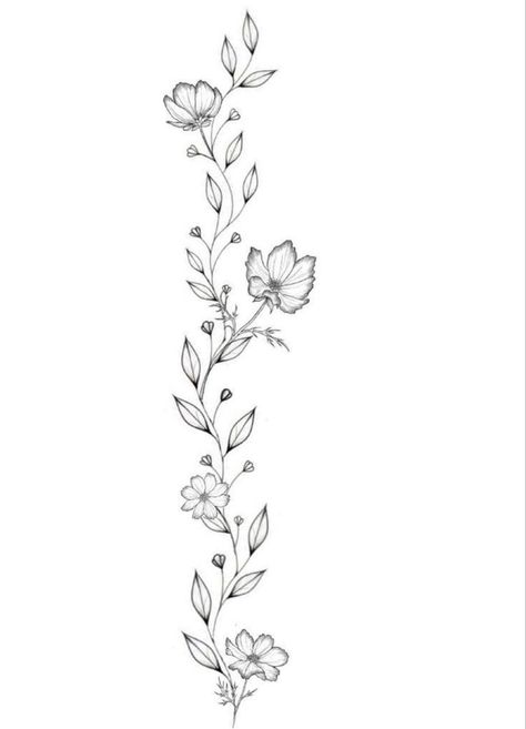 It’s in those little details Flower Vine Tattoos, Flower Spine Tattoos, Flower Wrist Tattoos, Tattoos For Women Flowers, Writing Tattoos, Spine Tattoos For Women, Vine Tattoos, Inspiration Tattoos, Classy Tattoos