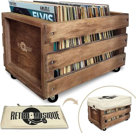 Vinyl Record Storage Diy, Lp Record Storage, Record Crate, Storage Crate, Record Display, Vinyl Player, Record Vinyl, Vinyl Record Storage, Vinyl Storage