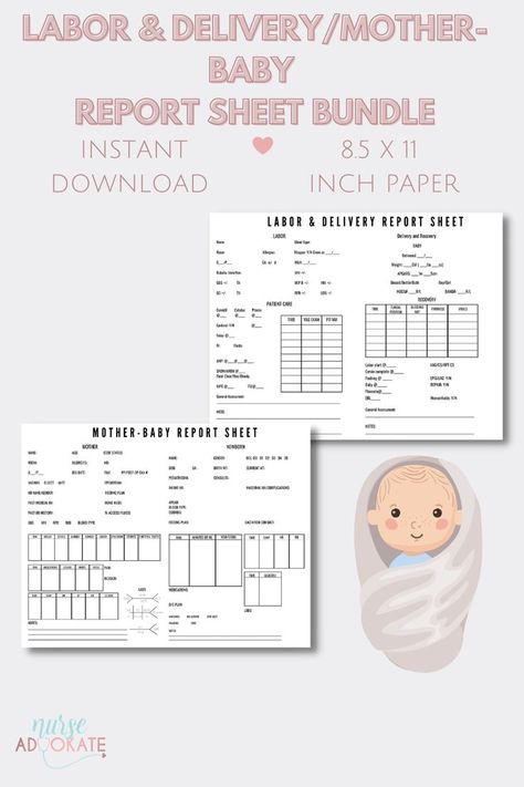 Labor And Delivery Report Sheet, Postpartum Nursing, Nurse Report Sheet, Child Nursing, Mother Baby Nurse, Baby Nurse, Nursing School Studying, Delivery Room, Nursing Baby