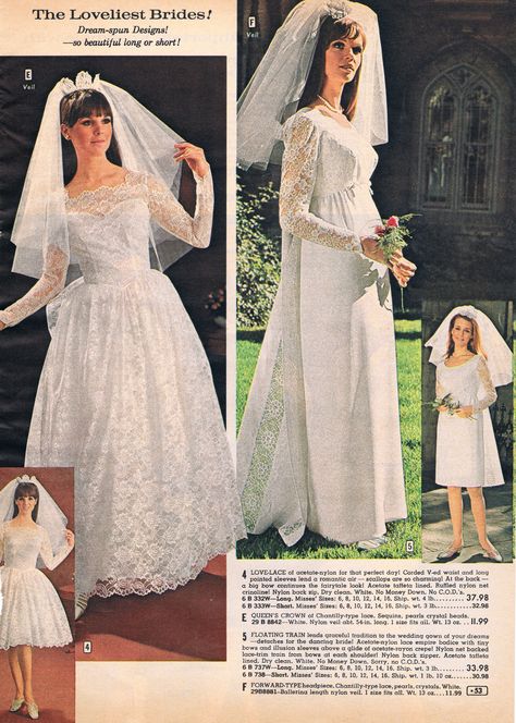 Aldens catalog 60s Aldens Catalog, 60s Wedding Dress, Wedding Dresses 60s, 60s Wedding, Vintage Bridal Fashion, Old Wedding, Wedding Dresses Images, Easter Dresses For Toddlers, 1960's Fashion