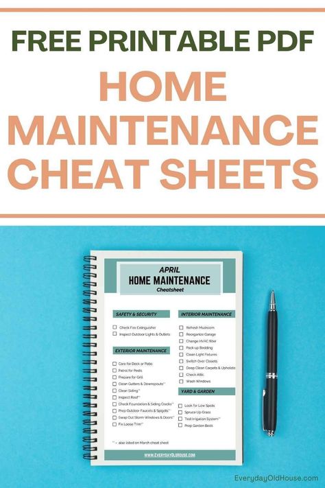 Springtime calls for a fresh star for your home. Get it done right with this Comprehensive Home Maintenance Cheat Sheet for April - printable PDF to help you maintain and beautify your home, all month long. Clean Siding, Clean Outdoor Furniture, Hvac Filters, Yard Maintenance, Home Maintenance Checklist, Maintenance Checklist, Storm Windows, Household Management, Cleaning Gutters