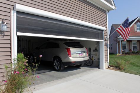 Retractable Garage Screen for Double and Single Garages - Stoett Industries Retractable Patio Screens, Garage Door Screen, Garage Screen, Single Garage Door, Garage Screen Door, Retractable Screen Door, Diy Screen Door, Door Screen, Retractable Screen