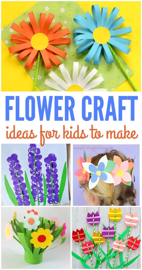 Flower Crafts for Kids to Make! These simple flower crafts are cute and easy! - Kreative in Life May Flowers Crafts For Kids, May Flowers Art For Kids, Flowers Craft For Preschool, Flower Crafts Kindergarten, Simple Spring Crafts For Kids, Easter Garden Crafts For Kids, Spring Crafts For Kids Kindergartens, How To Make Simple Flowers, Easy Garden Crafts For Kids