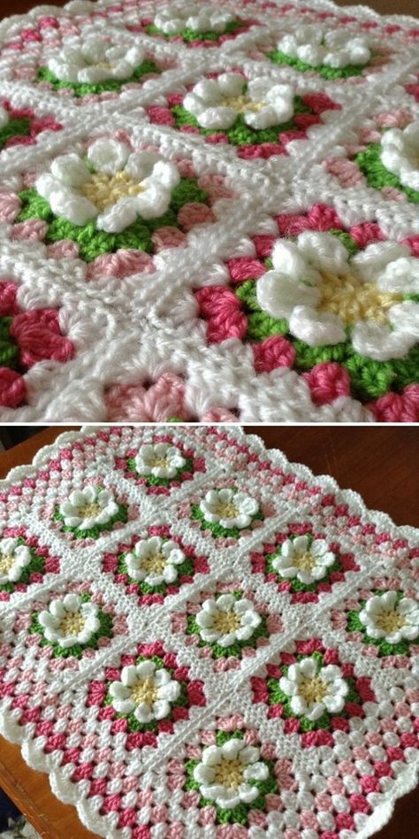 Diy Crochet Flowers Tutorial, Crochet Flowers Tutorial, Crochet Flower Granny Square Pattern, Crochet Granny Squares Patterns, Crochet Blanket Stitch, Granny Square Pattern Free, Crochet Kingdom, Diy Crochet Flowers, Crochet Flower Squares