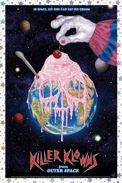 Outer Space Posters, Happy Ice, Classic Horror Movies Posters, Killer Klowns From Outer Space, Screen Print Poster, Horror Artwork, New Retro Wave, Septième Art, Horror Posters