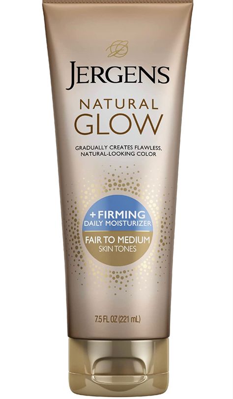 , Sunless Tanning Lotion for Fair to Medium Skin Tone, Anti Cellulite Firming Body Lotion for Natural-Looking Tan, 7.5 Ounce Gradual Tanning Lotion, Firming Body Lotion, Jergens Natural Glow, Tanning Moisturizer, Glow Lotion, Sunless Tanning Lotion, Tan Skin Tone, Natural Skin Tone, Tan Body