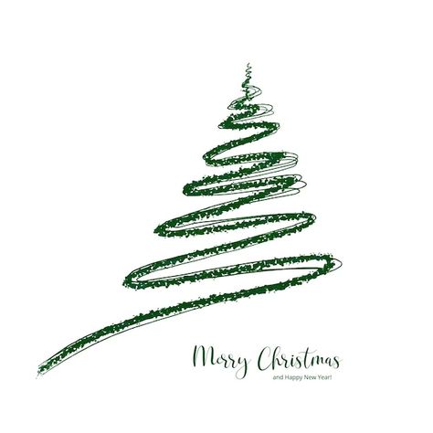 Christmas Clipart Border, Drawn Christmas Tree, Tree Line Drawing, Christmas Tree Drawing, Hand Drawn Christmas, Married Christmas, Abstract Tree, Coaster Design, Watercolor Trees