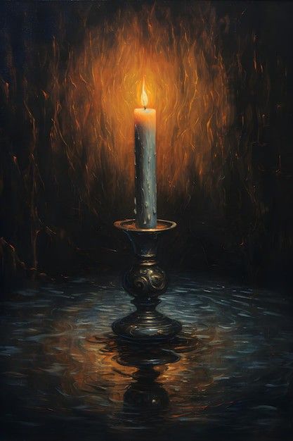 Candle In The Dark Photography, Dark Academia Candle Aesthetic, Oil Painting Candle, Lit Match Painting, Realistic Candle Drawing, Paintings Of Candles, Sfumato Paintings, Painting Of Candle, Candles Dark Aesthetic