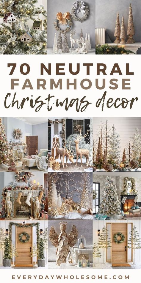 Farmhouse Neutral Christmas Decor, Woodsy Christmas Decor Farmhouse, Christmas Decor For Pillars, Country Christmas Decor Ideas Diy, High End Christmas Decor Diy, White Woodland Christmas Decor, Christmas Decorating Ideas 2022, Farmhouse Neutral Christmas Tree Decor, Country Farmhouse Decor Christmas